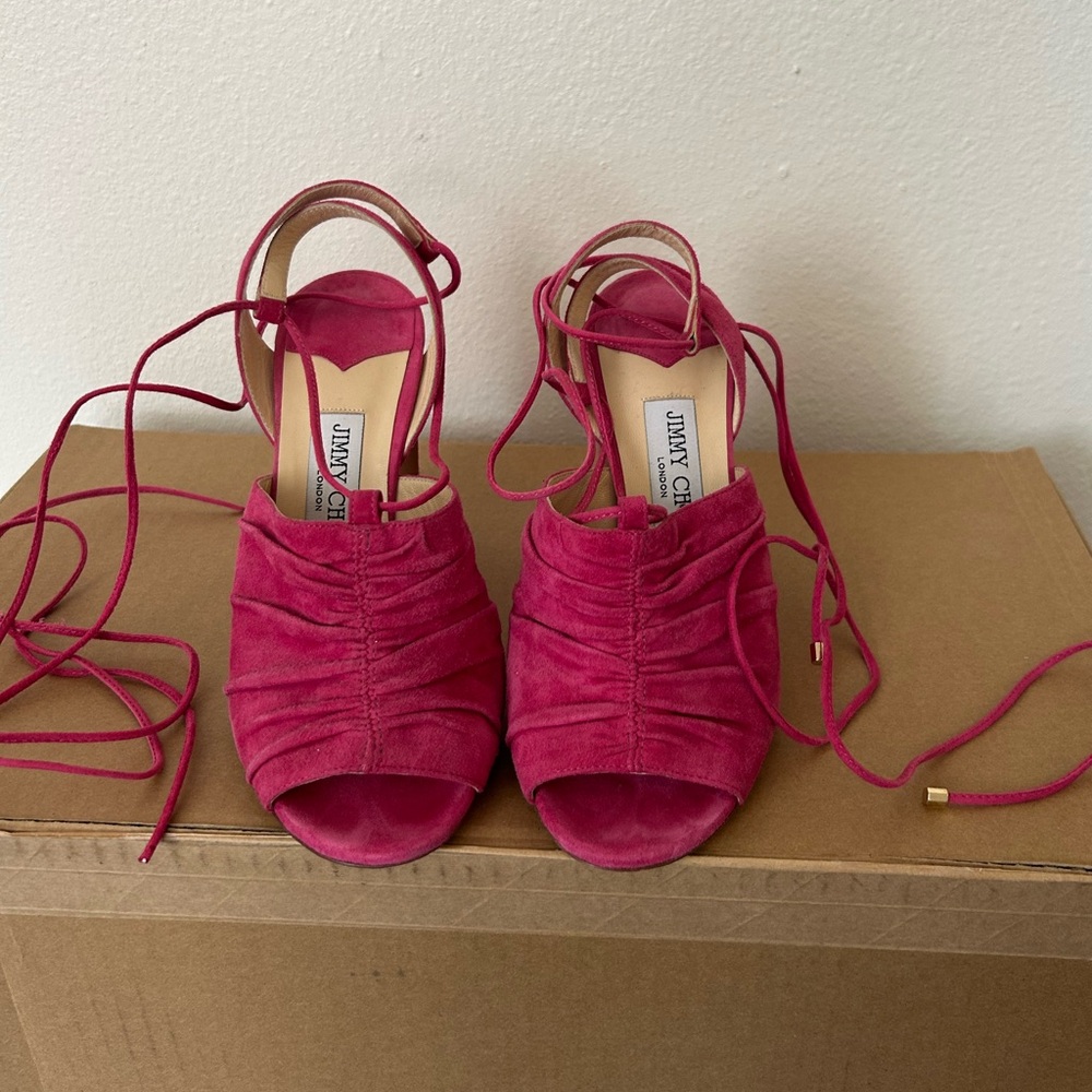 Jimmy Choo Suede Heel Sandals - Fuschia